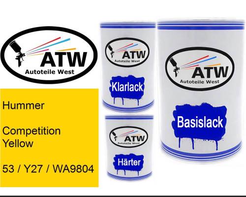 Hummer, Competition Yellow, 53 / Y27 / WA9804: 500ml Lackdose + 500ml Klarlack + 250ml Härter - Set, von ATW Autoteile West.